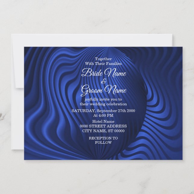 Blue Navy Decorative Wedding Invitation (Front)