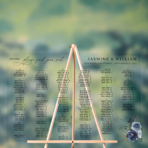 Blue & Navy Floral  Alphabetical Seating Chart LG