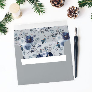 Blue & Navy Floral - Blue Grey 2 Outside Envelope