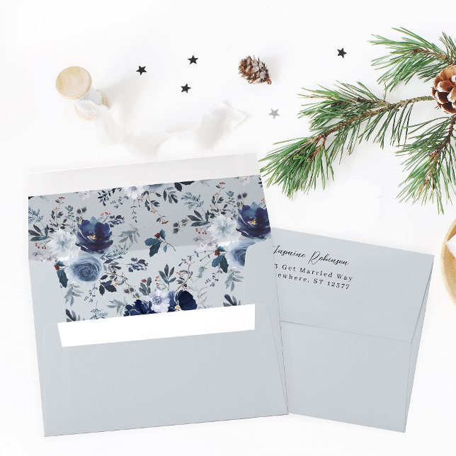 Blue & Navy Floral - Blue Grey Outside Envelope (Creator Uploaded)