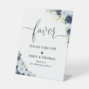 Blue Navy Floral Bridal Shower Favour Sign