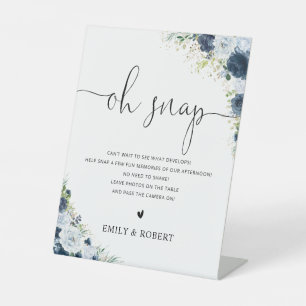 Blue Navy Floral Bridal Shower Oh Snap Sign