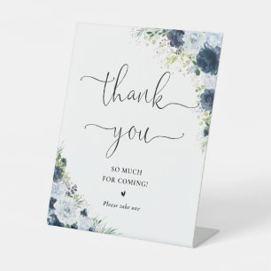 Blue Navy Floral Bridal Shower Thank You Sign