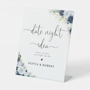 Blue Navy Floral Date Night Idea Sign