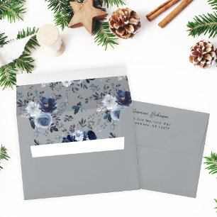 Blue & Navy Floral - Grey 2 Outside Envelope