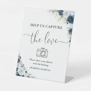 Blue Navy Floral Help Us Capture The Love Sign