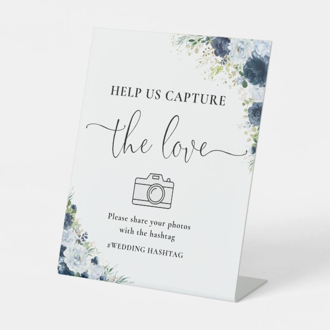 Blue Navy Floral Help Us Capture The Love Sign (Front)