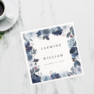 Blue & Navy Floral Name Napkins