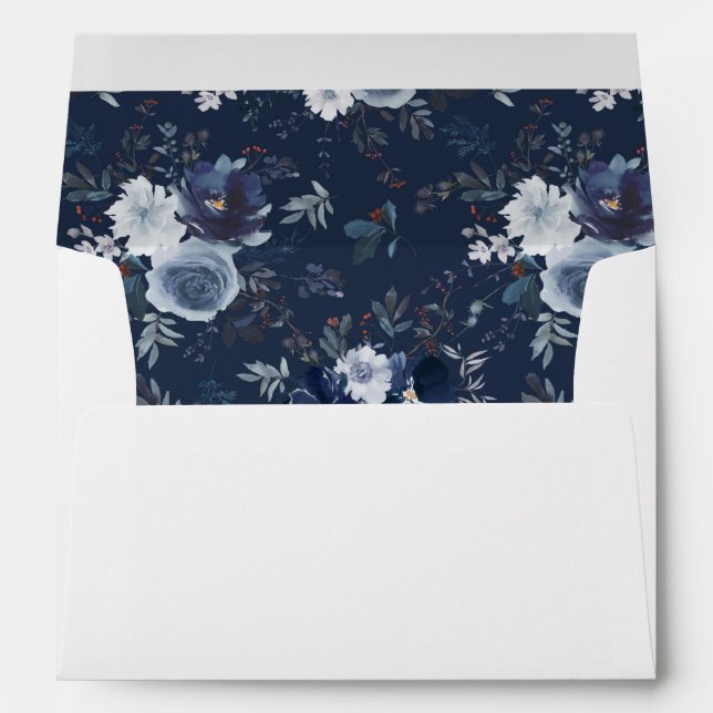 Blue & Navy Floral - Navy Blue Envelope (Back (Bottom))