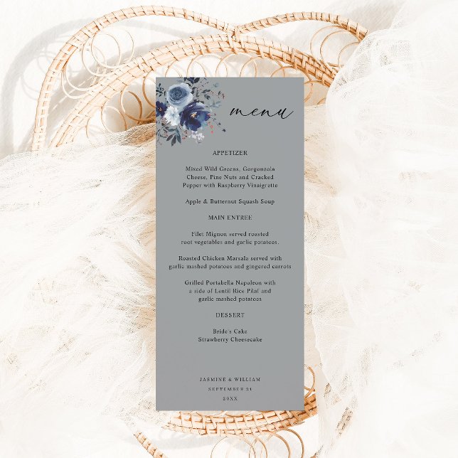 Blue & Navy Floral Tall Menu - Grey (Creator Uploaded)