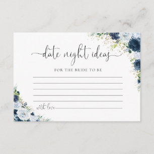 Blue Navy Floral Wedding Enclosure Card