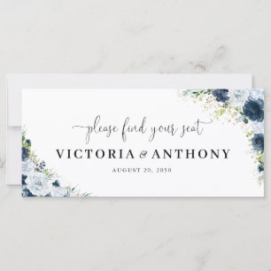 Blue Navy Floral Wedding Head Table Sign