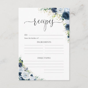 Blue Navy Floral Wedding Reception Enclosure Card