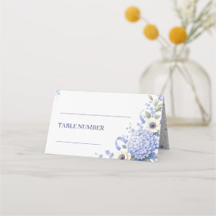 Blue Navy Flowers Floral Boho Wedding Place Card
