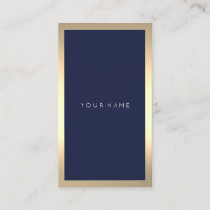 Blue Navy Gold Frame Minimal Sepia Vertical Business Card