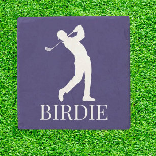 Blue Navy Man BIRDIE Stone Coaster