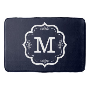Blue Navy Monogram Bath Mat