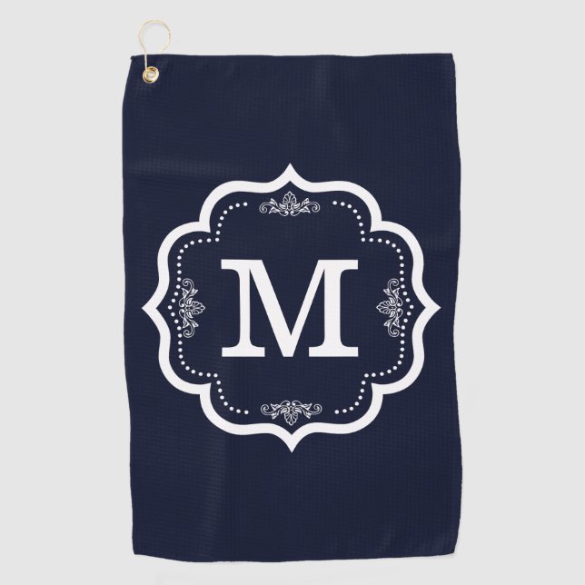 Blue Navy  Monogram Golf Towel (Front)