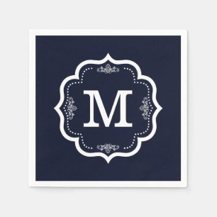 Blue Navy  Monogram Napkin
