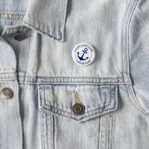 Blue navy Nautical Anchor yacht club boat marina 3 Cm Round Badge