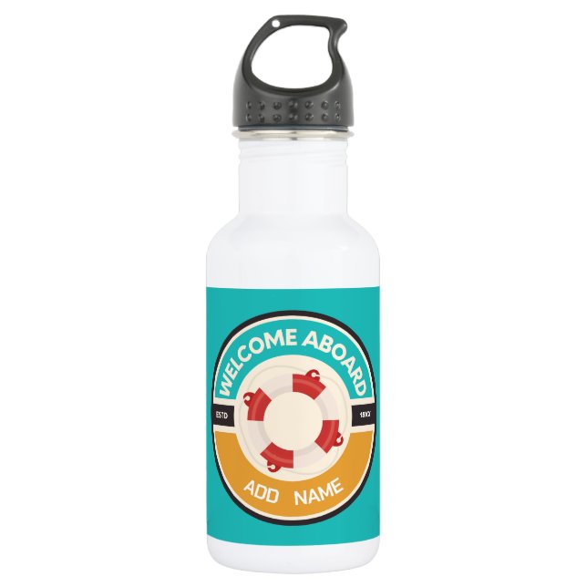 Blue navy Nautical Anchor yacht club boat marina  532 Ml Water Bottle (Front)