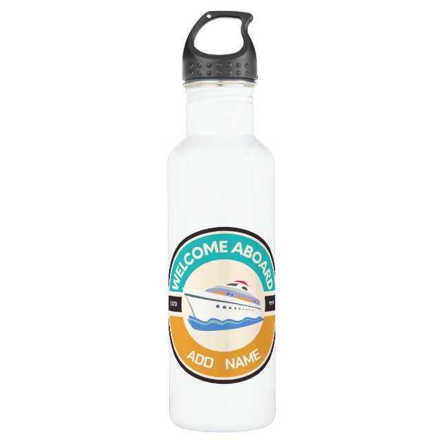 Blue navy Nautical Anchor yacht club boat marina  710 Ml Water Bottle (Front)