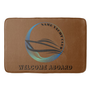 Blue navy Nautical Anchor yacht club boat marina Bath Mat