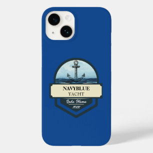 Blue Navy Nautical Anchor yacht club boat marina Case-Mate iPhone 14 Case