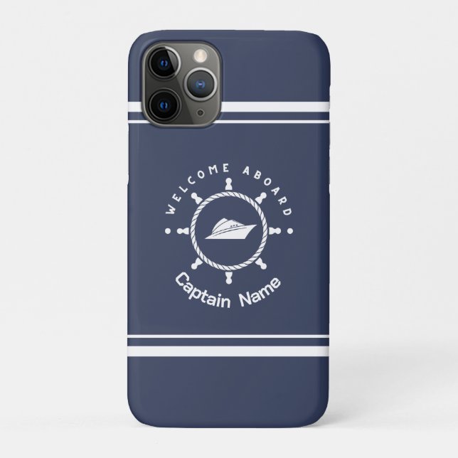 Blue Navy Nautical Anchor yacht club boat marina  Case-Mate iPhone Case (Back)
