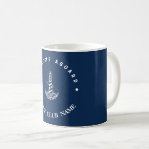 Blue Navy Nautical Anchor yacht club boat marina Coffee Mug