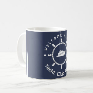 Blue Navy Nautical Anchor yacht club boat marina Coffee Mug