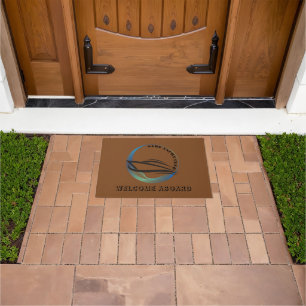 Blue navy Nautical Anchor yacht club boat marina Doormat