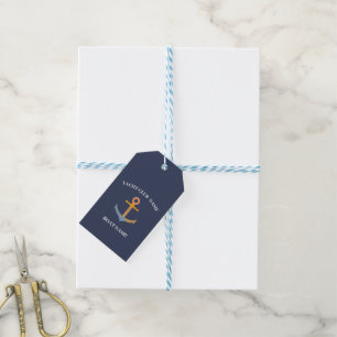 Blue navy Nautical Anchor yacht club boat marina Gift Tags