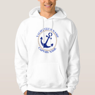 Blue navy Nautical Anchor yacht club boat marina Hoodie