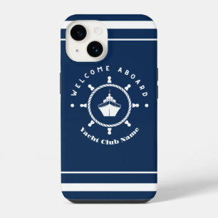 Blue Navy Nautical Anchor yacht club boat marina iPhone 14 Case