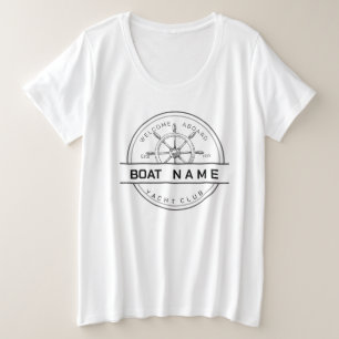 Blue navy Nautical Anchor yacht club boat marina  Plus Size T-Shirt