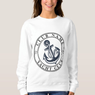 Blue Navy Nautical Anchor yacht club boat marina Sweatshirt