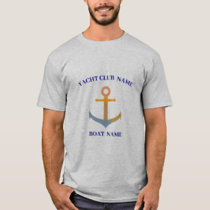 Blue navy Nautical Anchor yacht club boat marina T-Shirt