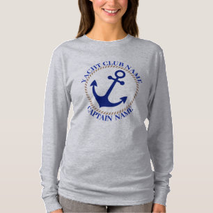 Blue navy Nautical Anchor yacht club boat marina T-Shirt