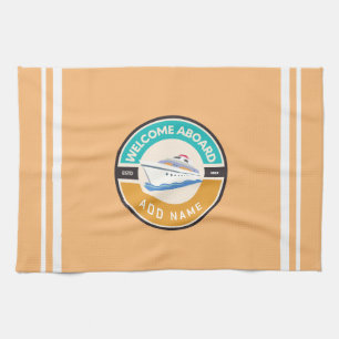 Blue navy Nautical Anchor yacht club boat marina  Tea Towel