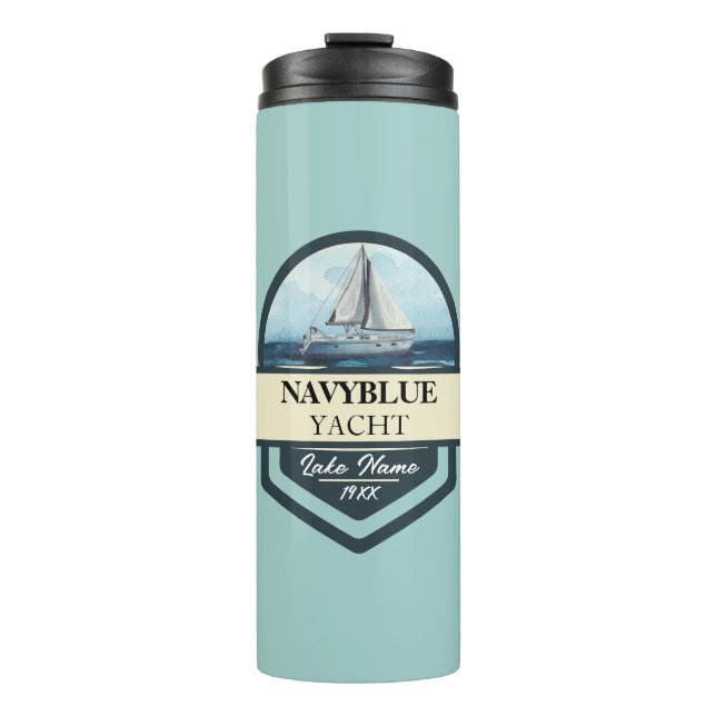 Blue Navy Nautical Anchor yacht club boat marina  Thermal Tumbler (Front)