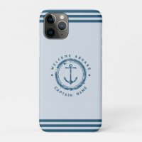Blue Navy Nautical Anchor yacht club boat Retro Na