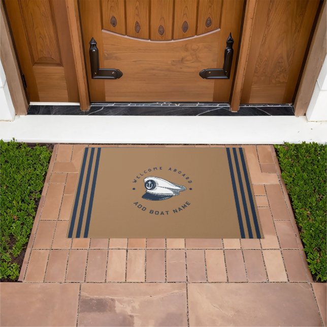 Blue Navy Nautical Anchor yacht club boat sailing  Doormat (Outdoor)
