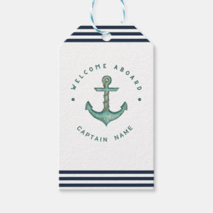 Blue Navy Nautical Anchor yacht club boat sailing Gift Tags