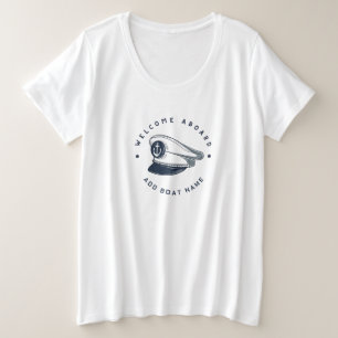 Blue Navy Nautical Anchor yacht club boat sailing Plus Size T-Shirt