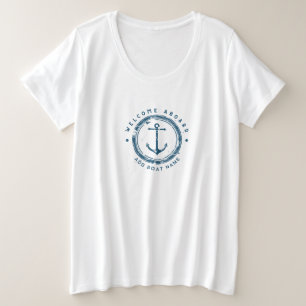 Blue Navy Nautical Anchor yacht club boat sailing  Plus Size T-Shirt