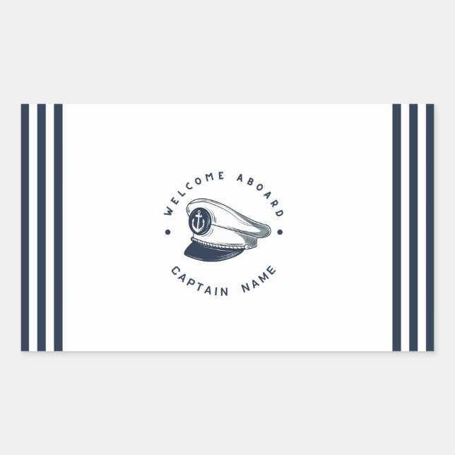 Blue Navy Nautical Anchor yacht club boat sailing  Rectangular Sticker (Front)