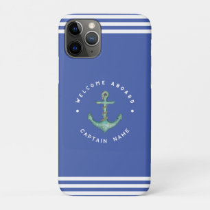 Blue Navy Nautical Anchor yacht club Retro sailing Case-Mate iPhone Case