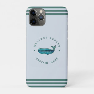 Blue Navy Nautical Anchor yacht club sailing Whale Case-Mate iPhone Case