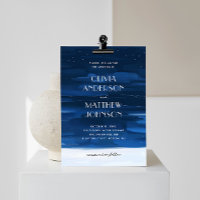 Blue navy night sky. Modern painted wedding